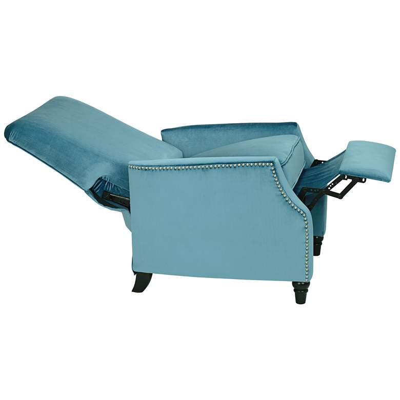 Image 6 Katy Turquoise Velvet Push Back Recliner Chair more views
