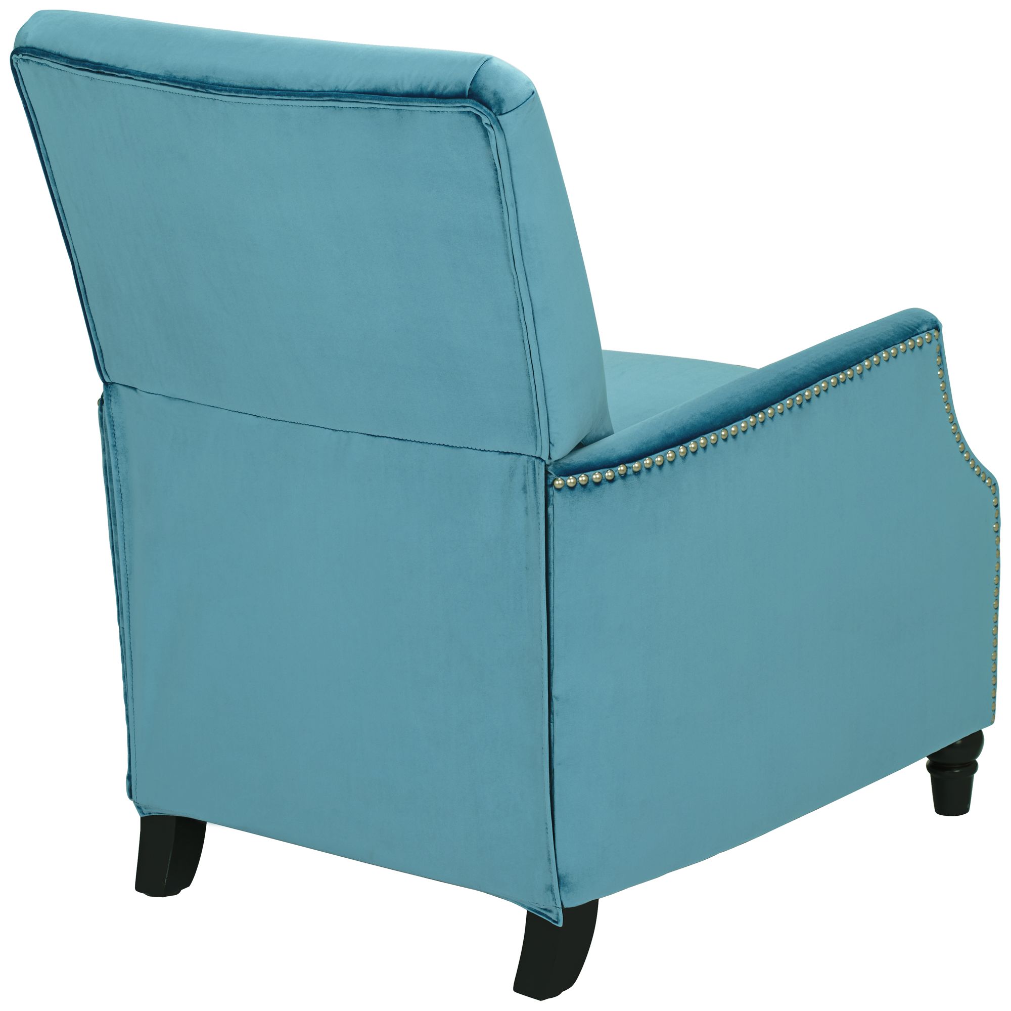 katy turquoise velvet push back recliner chair