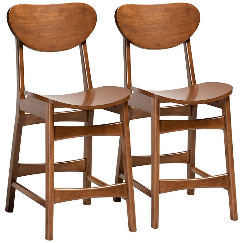 Image 2 Katya 23 1/2" Walnut Brown Counter Stools Set of 2