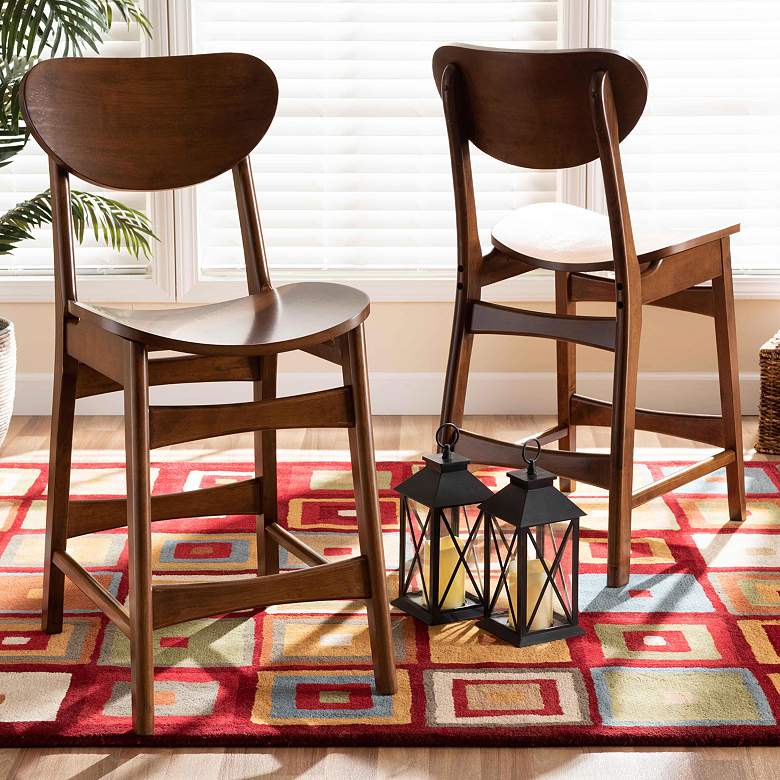 Image 1 Katya 23 1/2" Walnut Brown Counter Stools Set of 2