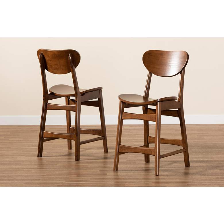 Image 7 Katya 23 1/2" Walnut Brown Counter Stools Set of 2 more views