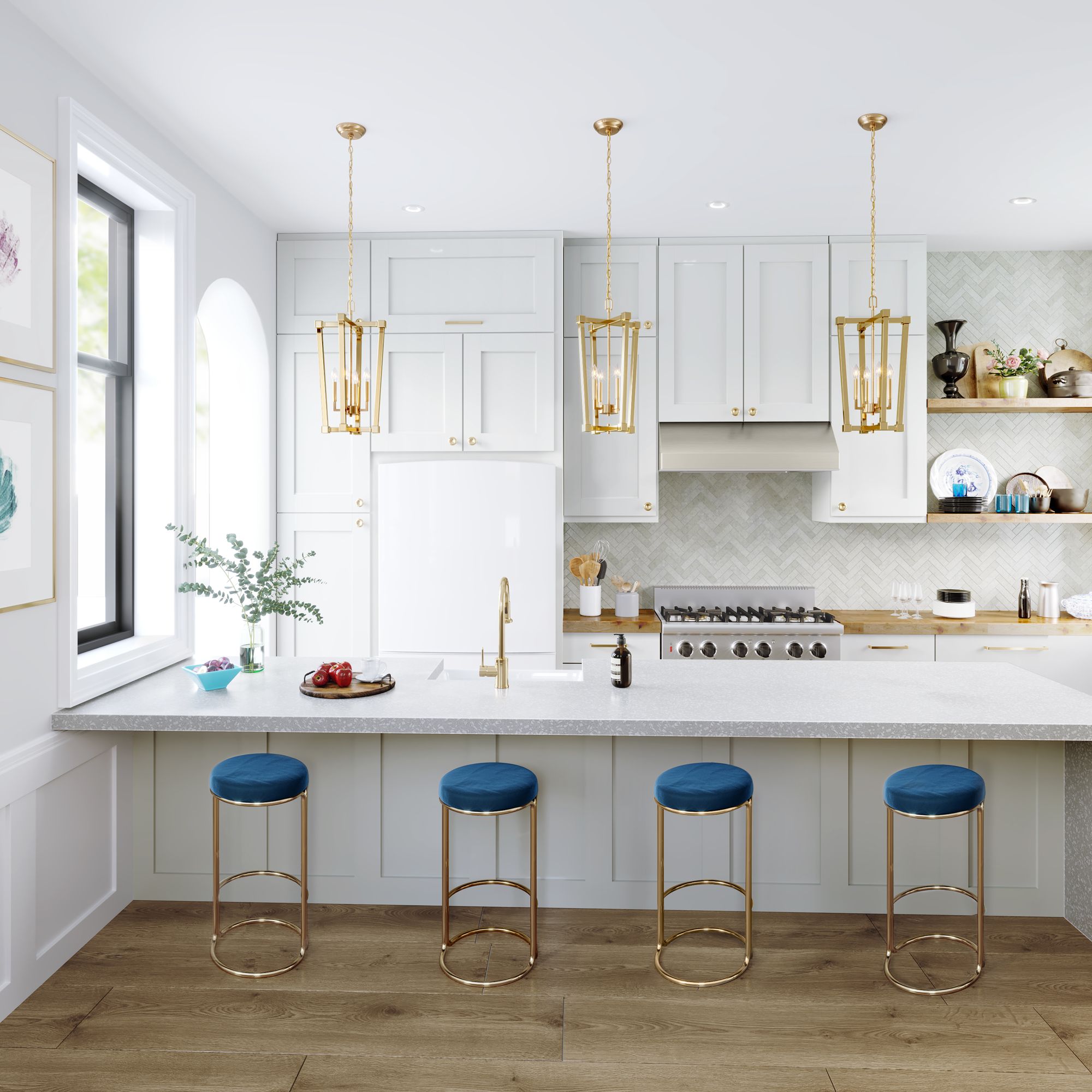 Kava 13" Wide Modern Gold 5-Light Pendant