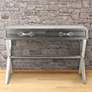 Kava 44"W Silver Faux Lizard Leather 2-Drawer Console Table