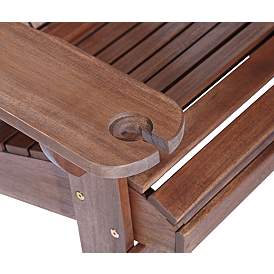 Image3 of Kava Dark Brown Wood Outdoor Adirondack Chair with Wine Holder Set of 2 more views