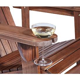 Image4 of Kava Dark Brown Wood Outdoor Adirondack Chair with Wine Holder Set of 2 more views