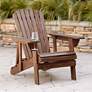 Kava Dark Brown Wood Outdoor Adirondack Chair with Wine Holder Set of 2