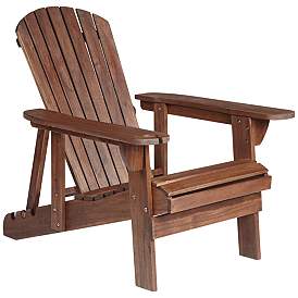 Image2 of Kava Dark Brown Wood Outdoor Adirondack Chair with Wine Holder