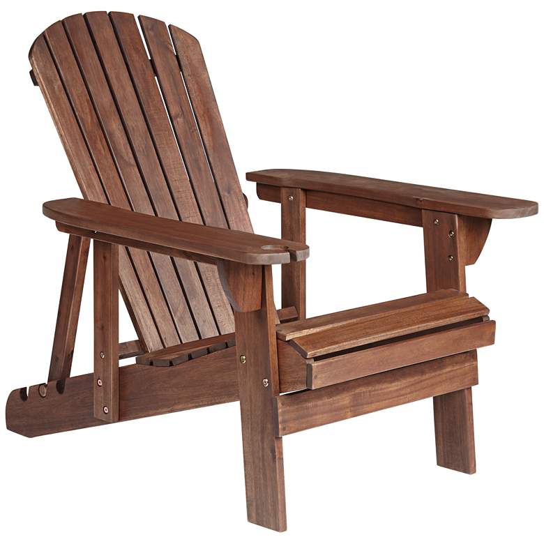 Image 2 Kava Dark Brown Wood Outdoor Adirondack Chair with Wine Holder