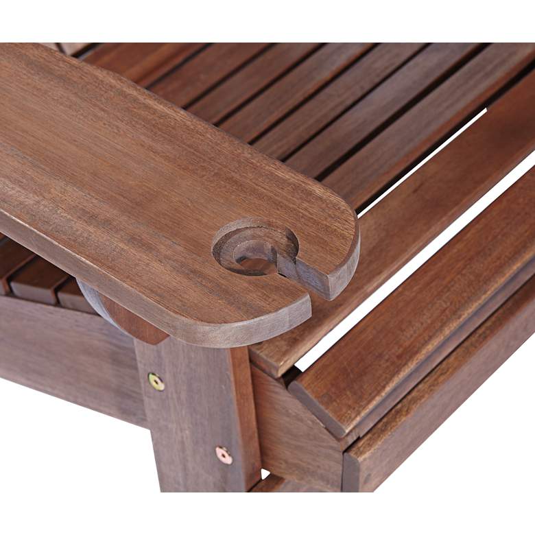 Image 4 Kava Dark Brown Wood Outdoor Adirondack Chair with Wine Holder more views