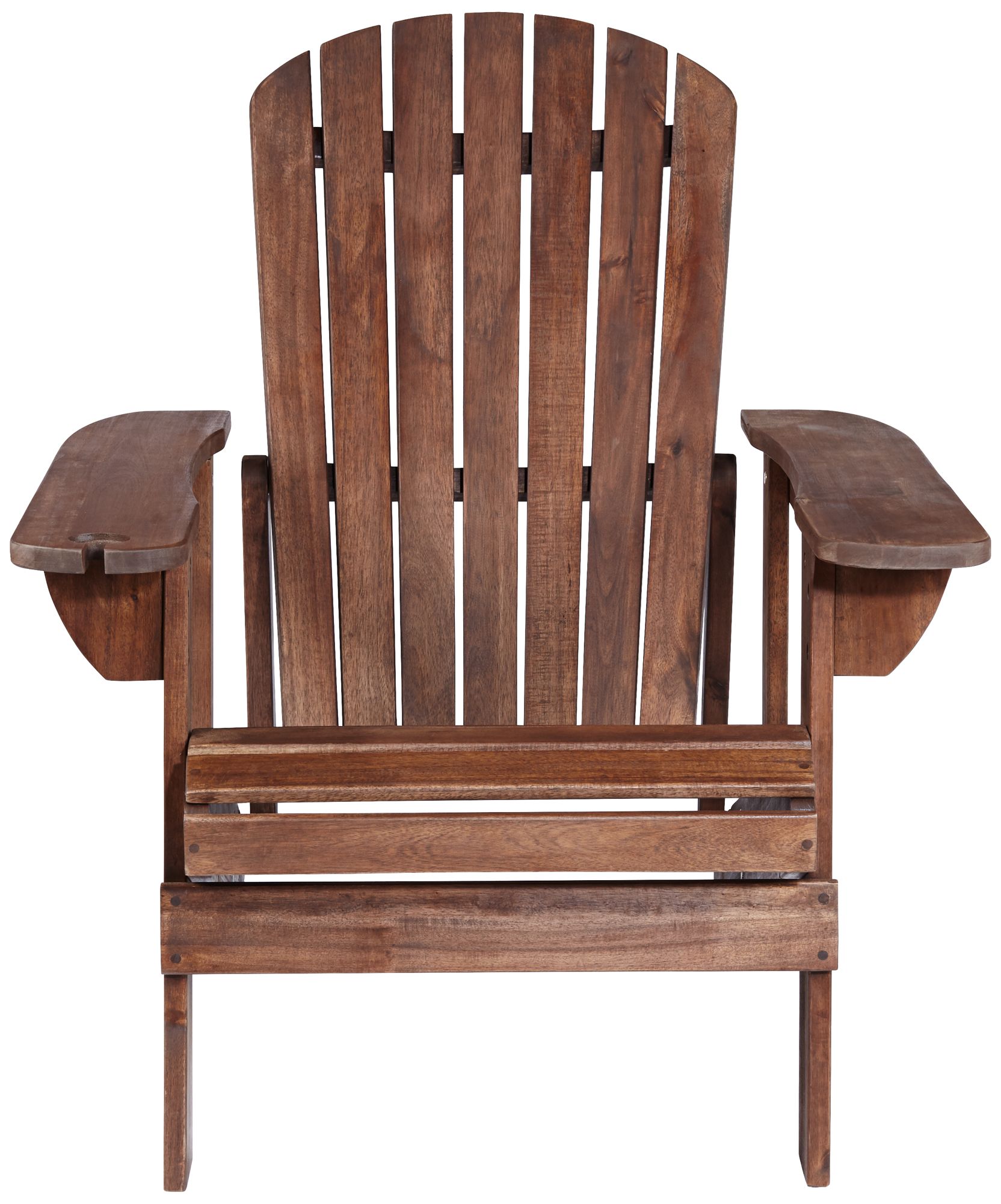 Kava Dark Brown Wood Outdoor Adirondack Chair with Wine Holder 78P13