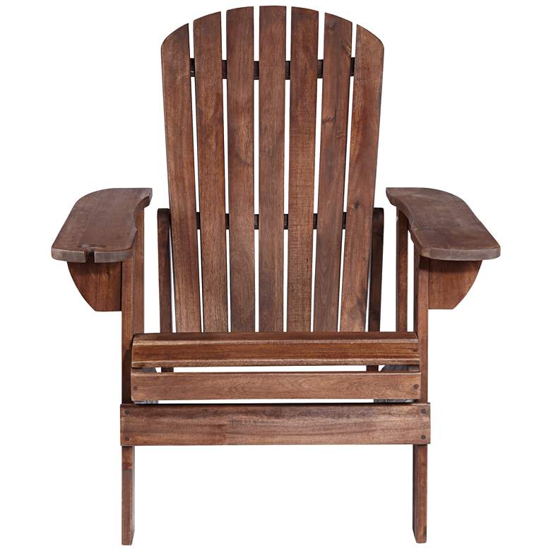 Image 7 Kava Dark Brown Wood Outdoor Adirondack Chair with Wine Holder more views