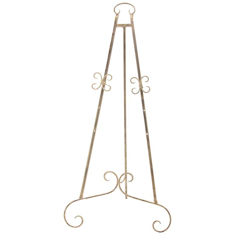 Image 1 Kavia 46 inchH Gold Iron Scrolled Adjustable Stand Floor Easel