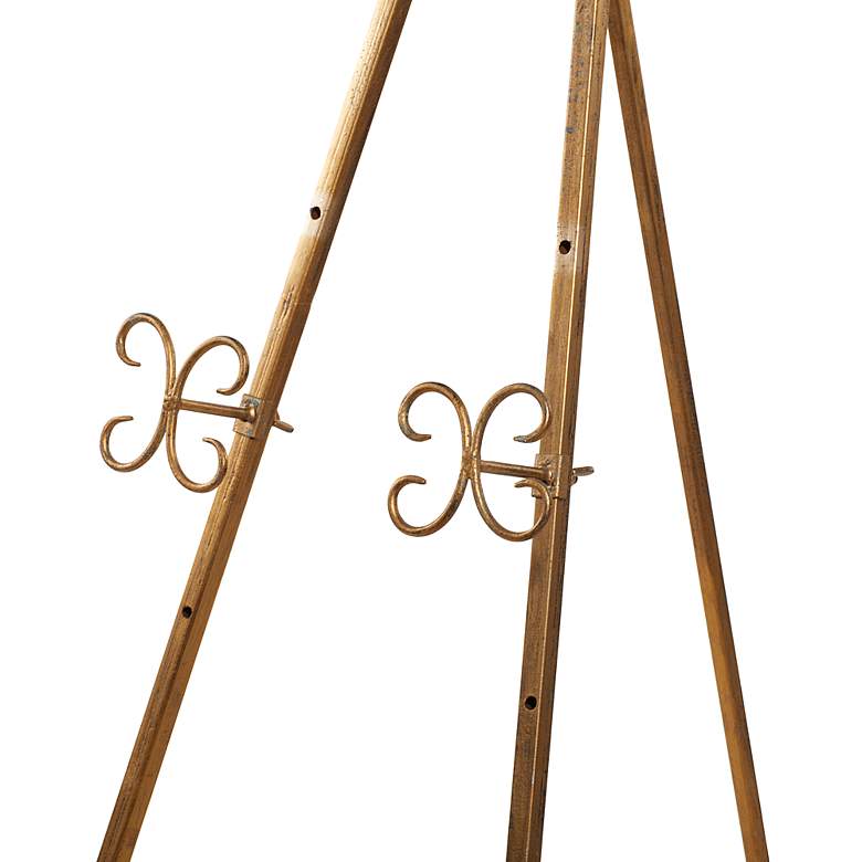 Image 2 Kavia 46 inchH Gold Iron Scrolled Adjustable Stand Floor Easel more views