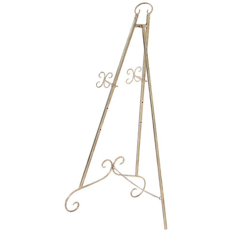 Image 4 Kavia 46 inchH Gold Iron Scrolled Adjustable Stand Floor Easel more views
