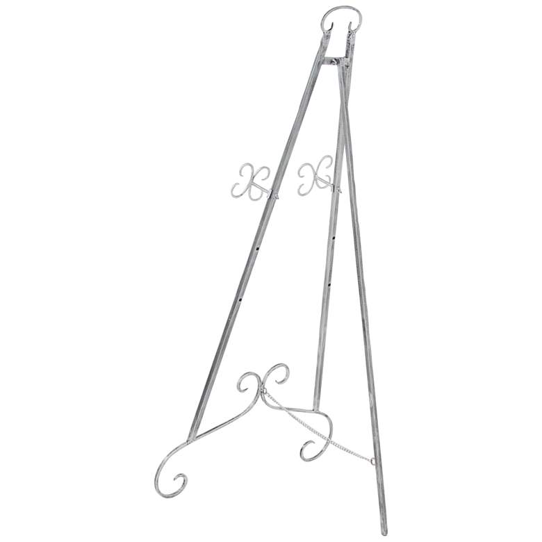 Image 4 Kavia 46 inchH Gray Iron Scrolled Adjustable Stand Floor Easel more views