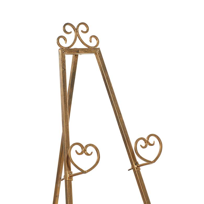 Image 3 Kavia 48"H Gold Iron Scrolled Adjustable Stand Floor Easel more views