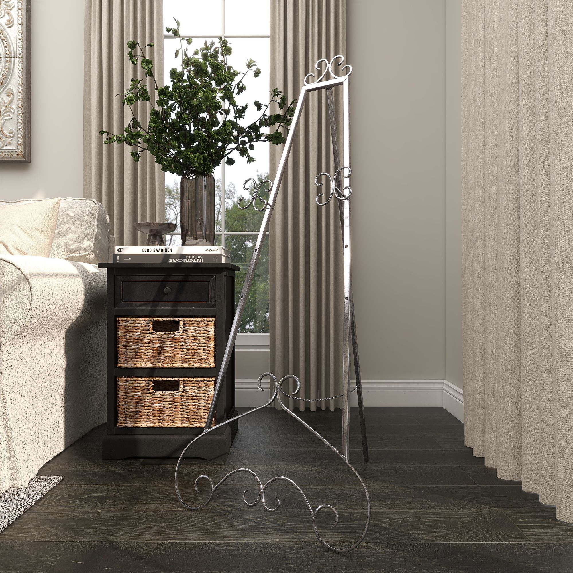 Image 5 Kavia 48"H Gray Iron Scrolled Adjustable Stand Floor Easel more views