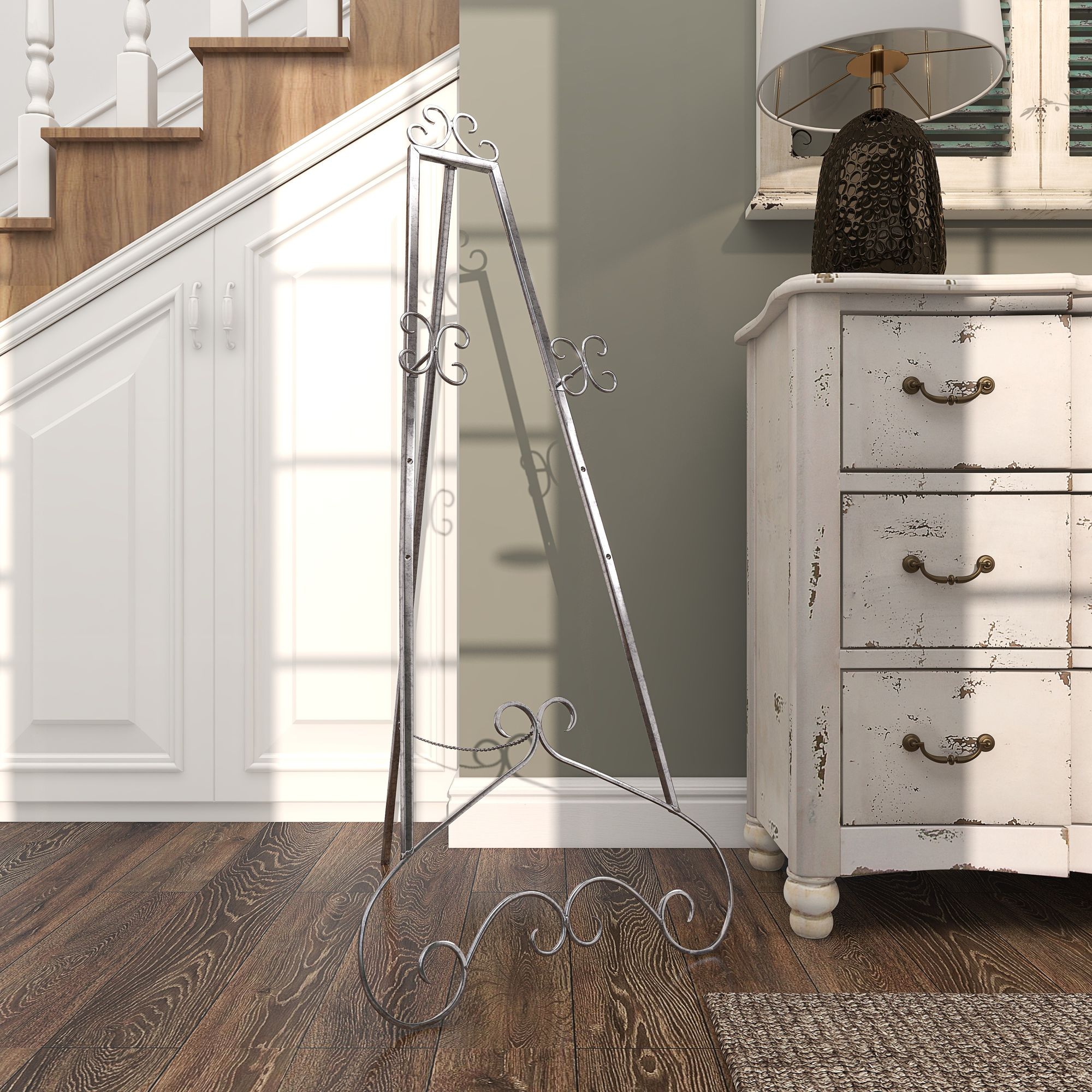 Image 7 Kavia 48"H Gray Iron Scrolled Adjustable Stand Floor Easel more views