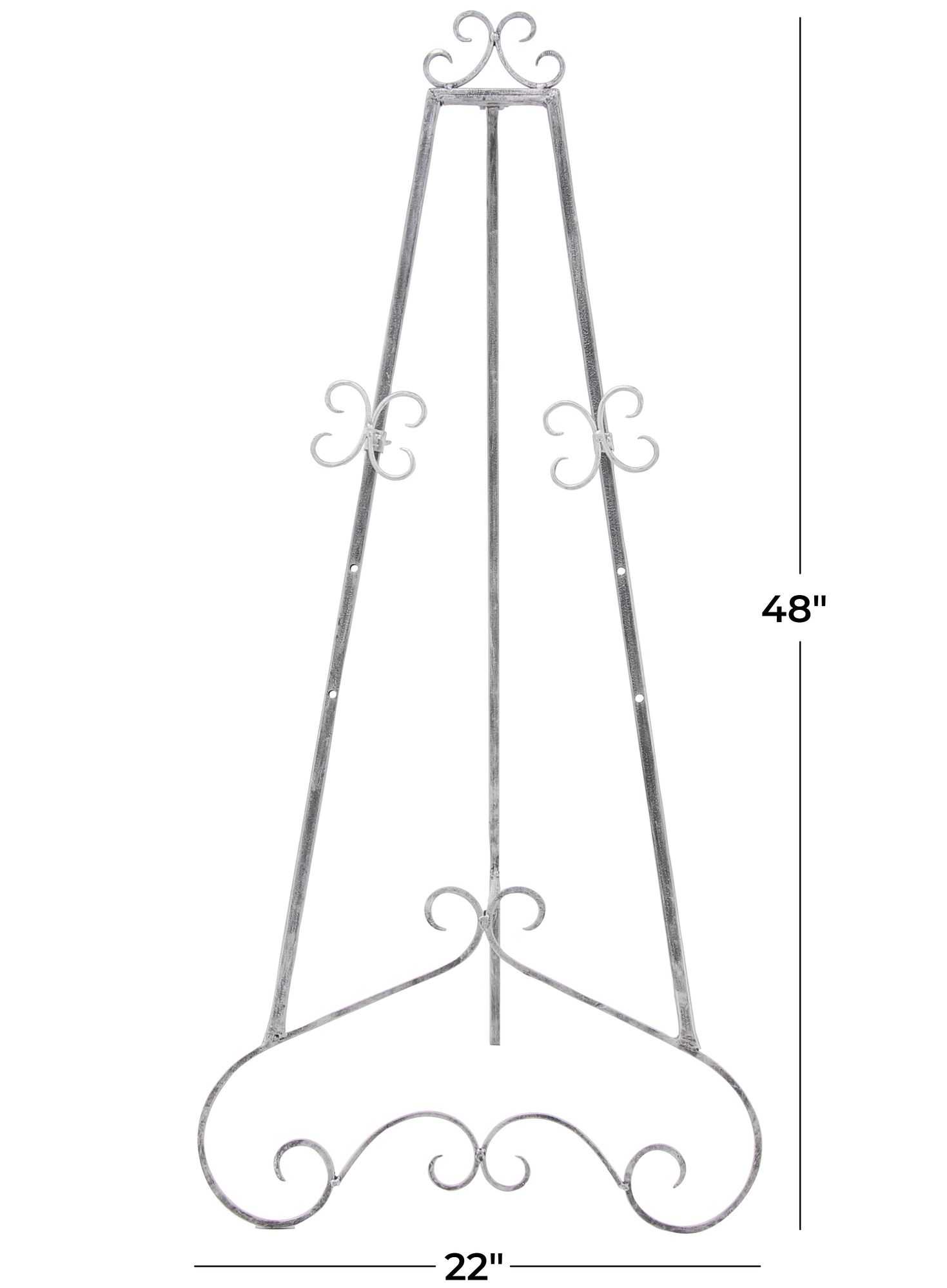 Kavia 48"H Gray Iron Scrolled Adjustable Stand Floor Easel