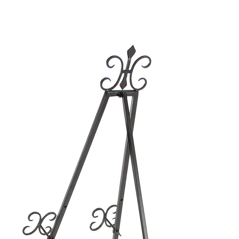 Image 2 Kavia 49 inchH Black Iron Scrolled Adjustable Stand Floor Easel more views
