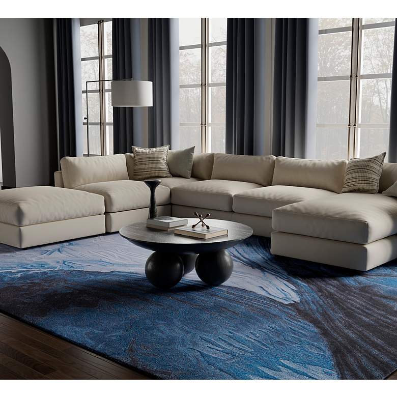 Image 2 Kawai Abstract Hand Tufted Blue Area Rug 4' x 6' more views