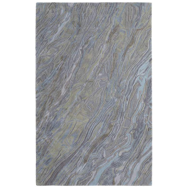 Image 1 Kawai Modern Abstract Hand Tufted Blue Area Rug 8982F