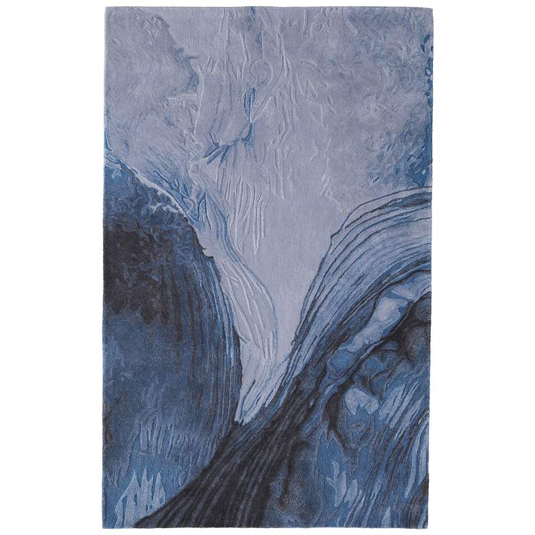 Image 1 Kawai Modern Abstract Hand Tufted Blue Area Rug 8983F