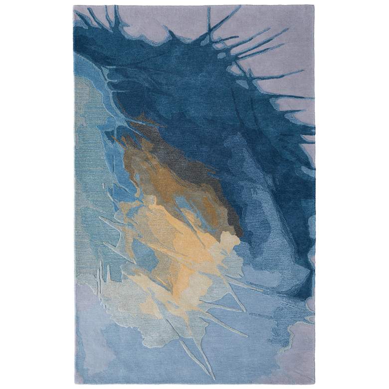 Image 1 Kawai Modern Abstract Hand Tufted Blue Area Rug 8987F