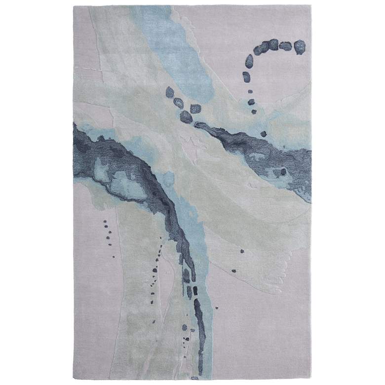 Image 1 Kawai Modern Abstract Hand Tufted Green Area Rug 8986F