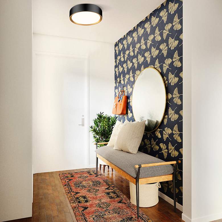 Image 3 Kawan 12" Wide Matte Black LED Ceiling Light more views