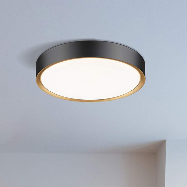Image 1 Kawan 16" Wide Matte Black and Modern Gold LED Ceiling Light