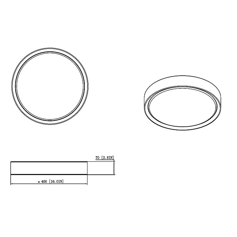 Image 4 Kawan 16" Wide Matte Black and Modern Gold LED Ceiling Light more views