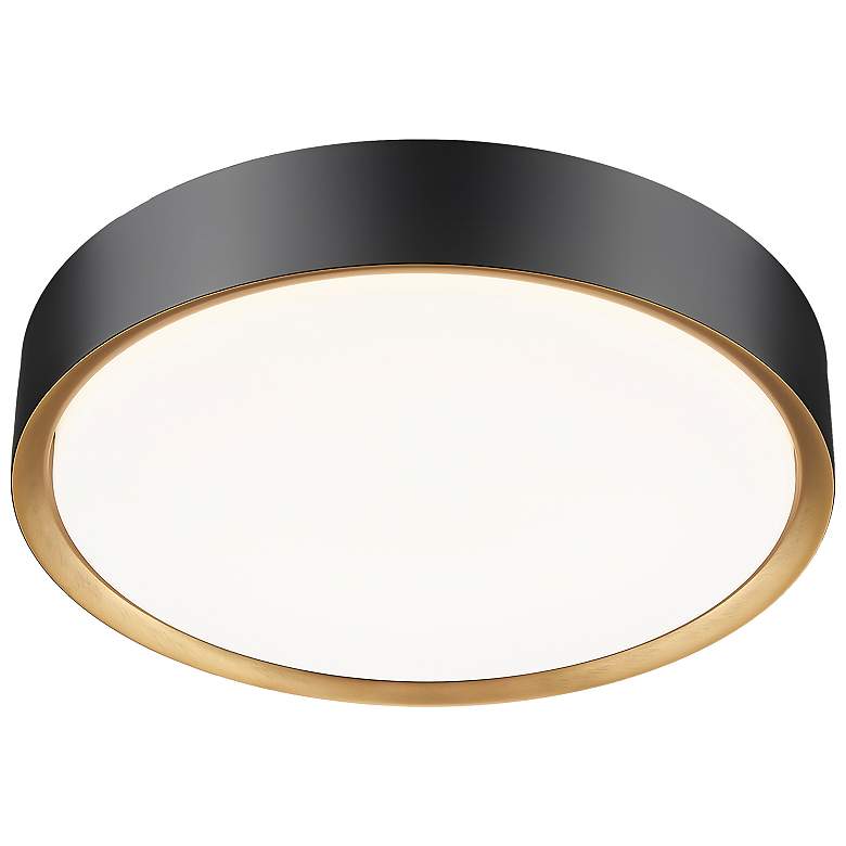 Image 6 Kawan 16" Wide Matte Black and Modern Gold LED Ceiling Light more views