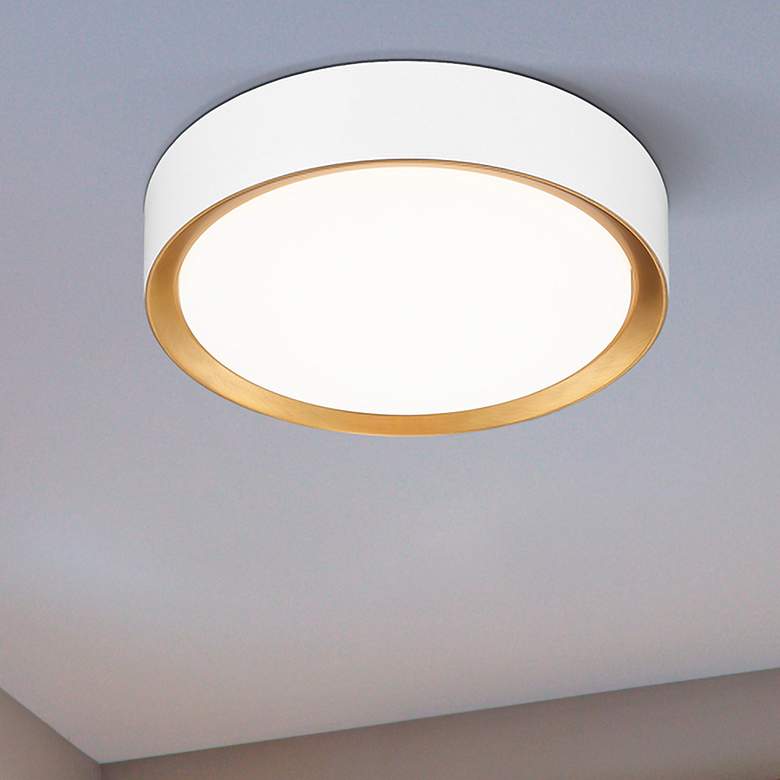 Image 1 Kawan by Z-Lite Matte White + Modern Gold LED 12 inch 1 Light Flush Mount