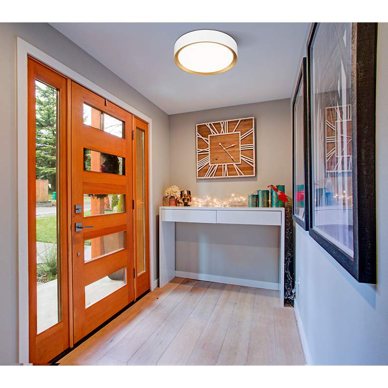 Image 3 Kawan by Z-Lite Matte White + Modern Gold LED 12 inch 1 Light Flush Mount more views