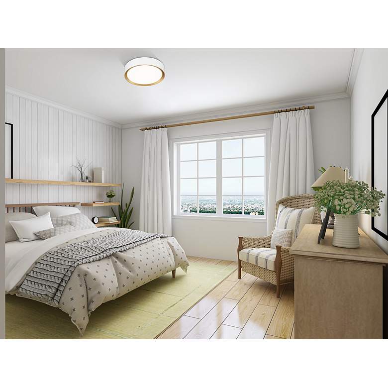 Image 4 Kawan by Z-Lite Matte White + Modern Gold LED 12 inch 1 Light Flush Mount more views