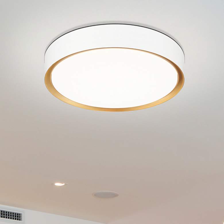 Image 1 Kawan by Z-Lite Matte White + Modern Gold LED 16 inch 1 Light Flush Mount