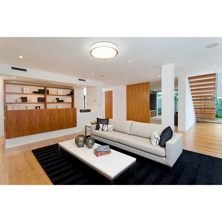 Image 4 Kawan by Z-Lite Matte White + Modern Gold LED 16 inch 1 Light Flush Mount more views