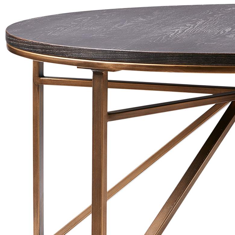 Image 2 Kayden 34 inch Wide Ebony Wood Antique Bronze Metal Coffee Table more views