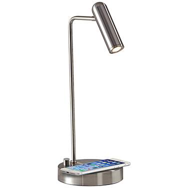 Kaye Brushed Steel Adjustable Charge LED Desk Lamp with USB