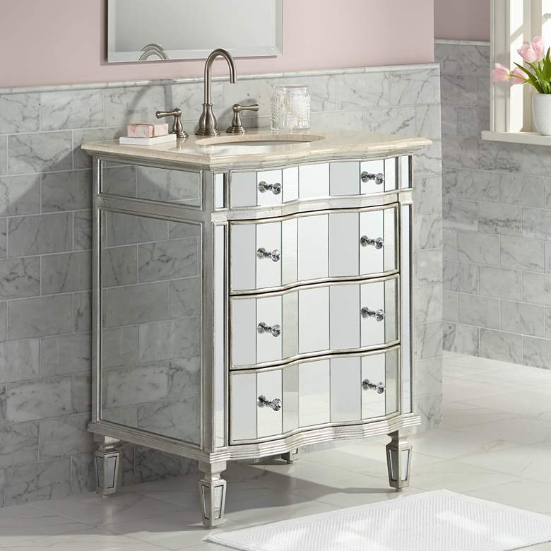 Image 1 Kaylee 30" Wide Single Sink Mirrored Bathroom Vanity
