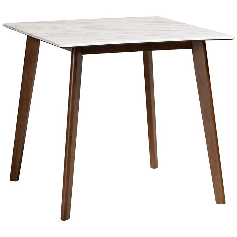 Image 2 Kaylee 31 1/2"W Walnut Brown Wood and Marble Dining Table
