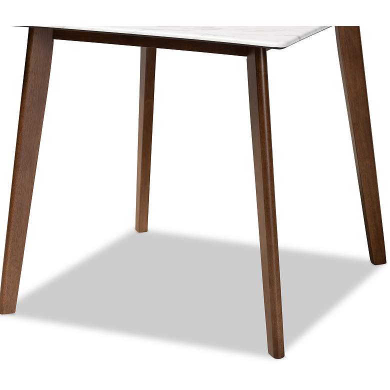 Image 4 Kaylee 31 1/2"W Walnut Brown Wood and Marble Dining Table more views