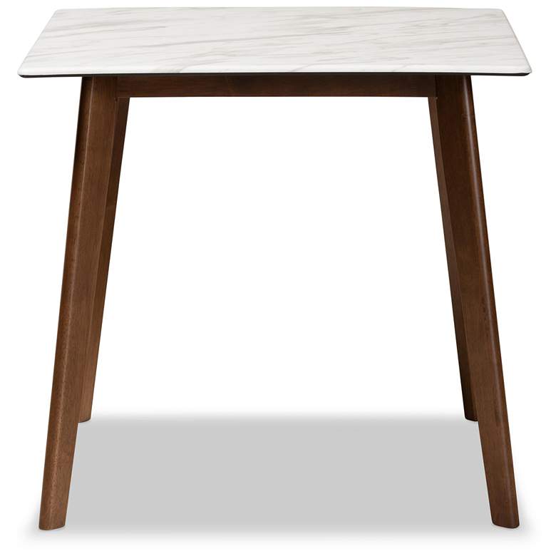 Image 5 Kaylee 31 1/2"W Walnut Brown Wood and Marble Dining Table more views