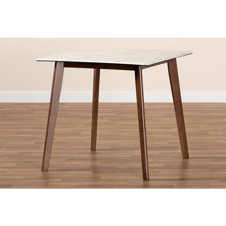 Kaylee 31 1/2&quot;W Walnut Brown Wood and Marble Dining Table more views
