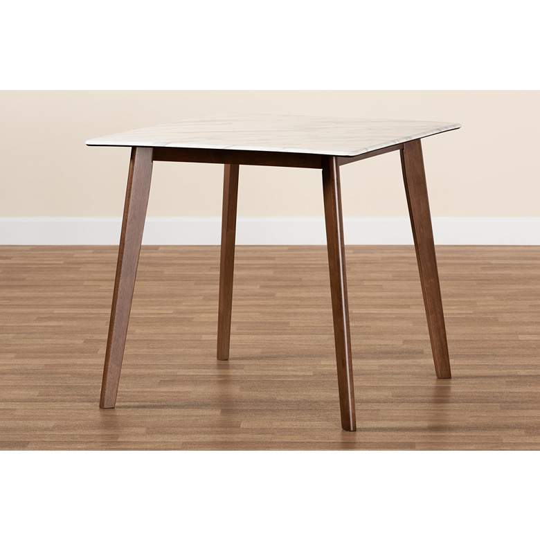Image 6 Kaylee 31 1/2"W Walnut Brown Wood and Marble Dining Table more views