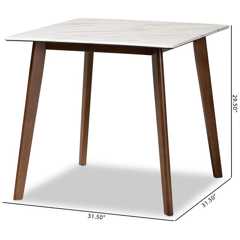Image 7 Kaylee 31 1/2"W Walnut Brown Wood and Marble Dining Table more views