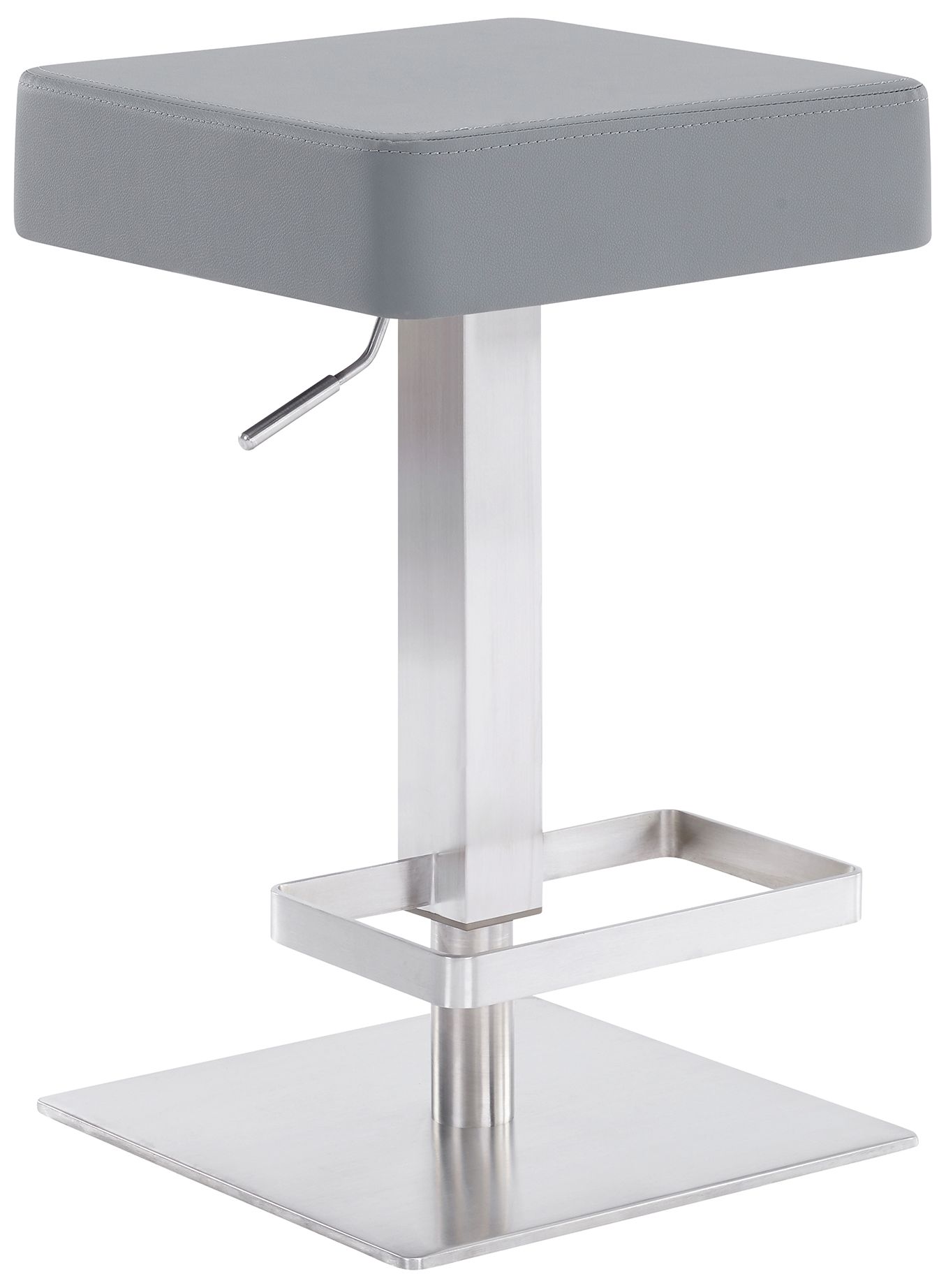 Kaylee Adjustable Swivel Barstool in Brushed Stainless Steel