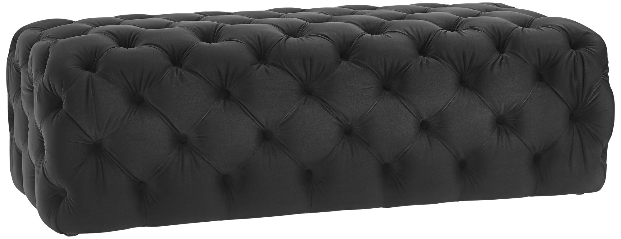 Kaylee Jumbo Tufted Black Velvet Ottoman