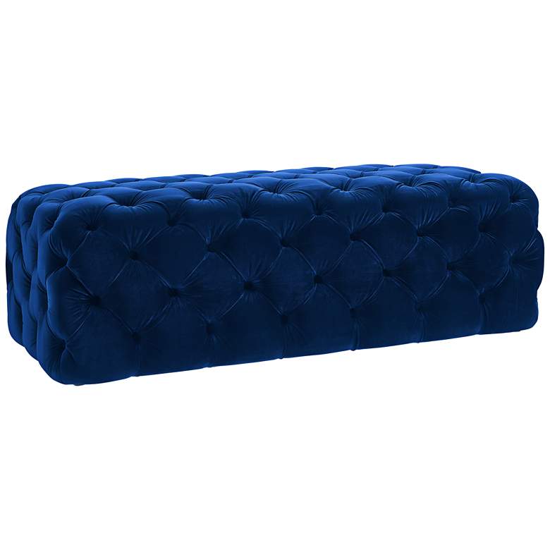 Image 1 Kaylee Jumbo Tufted Navy Velvet Ottoman